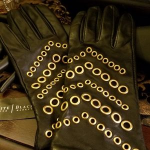 White House Black Market Grommet Leather Gloves